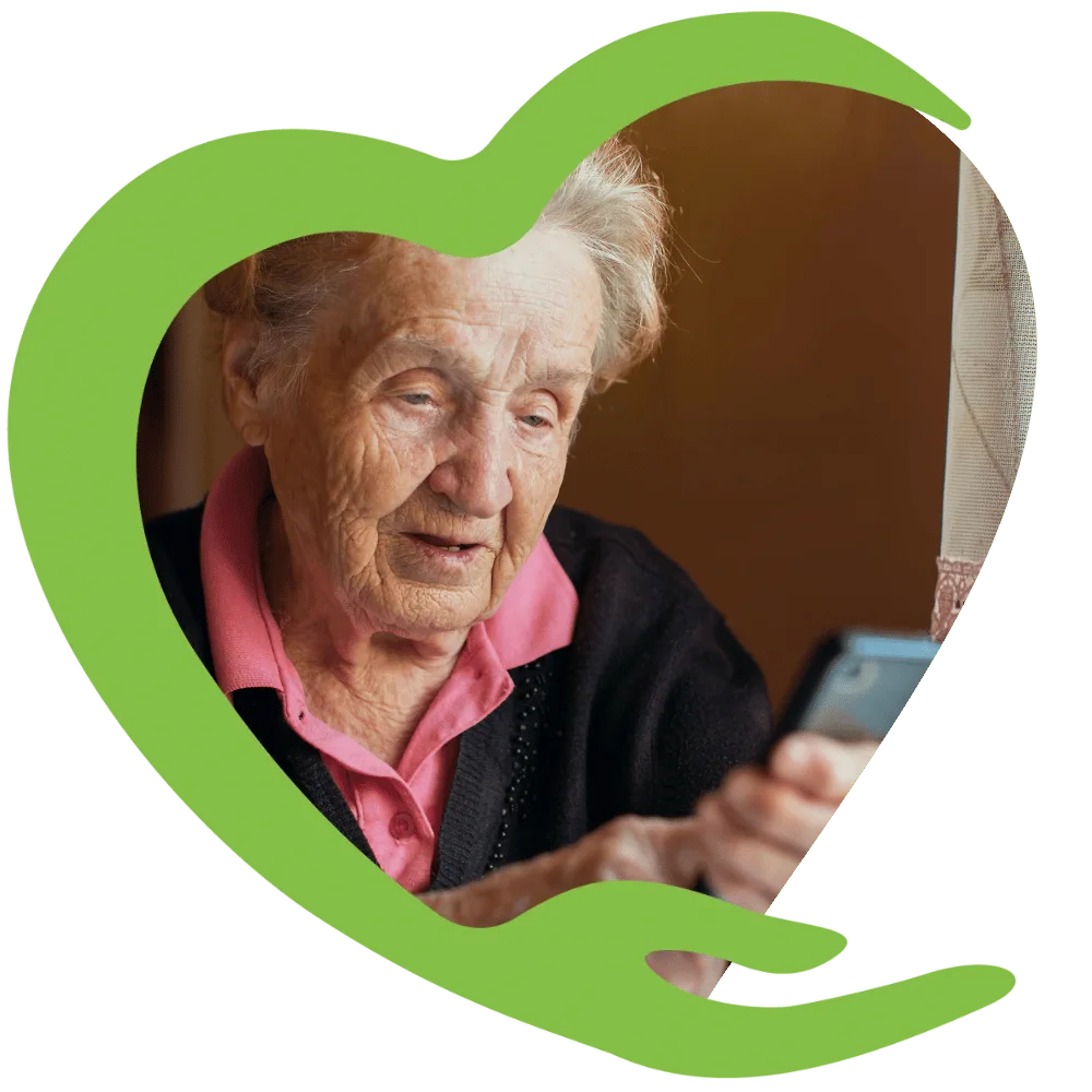 Elderly woman using mobile phone